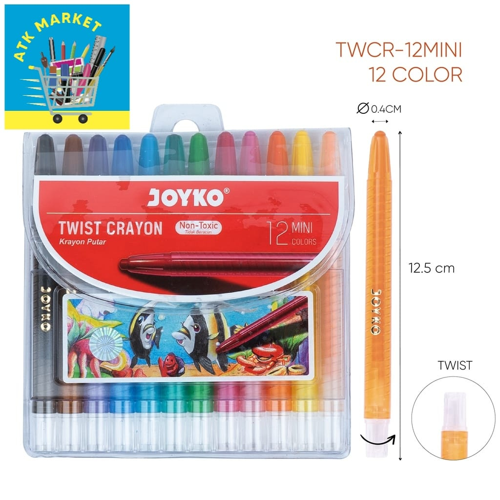 

Krayon PUTAR Minyak / TWIST Crayon / Oil Pastel JOYKO TITI 12 Warna mini