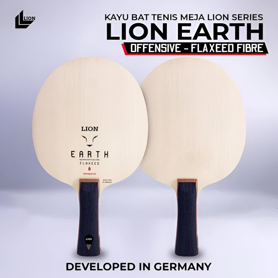 Kayu Bet Pingpong Tenis Meja LION EARTH Flax Fibre Off Original