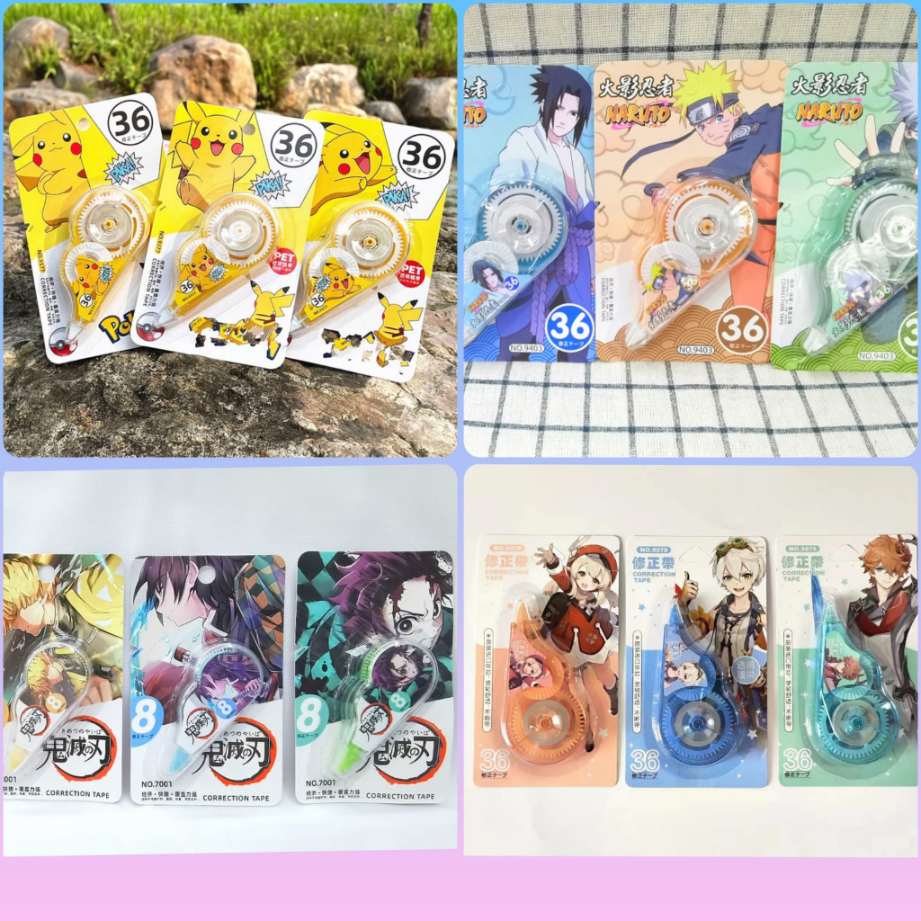PENGHAPUS PEN TIPE-X KERTAS ANIME GAME SERIES GENSHIN NARUTO POKEMON DEMON SLAYER CORRECTION PEN | C