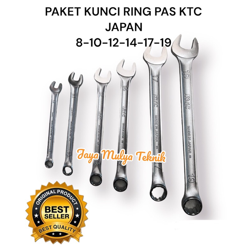 KTC Paket Kunci Ring pas 8-10-12-14-17-19 / Kunci ring pas KTC Japan original / Alat bengkel