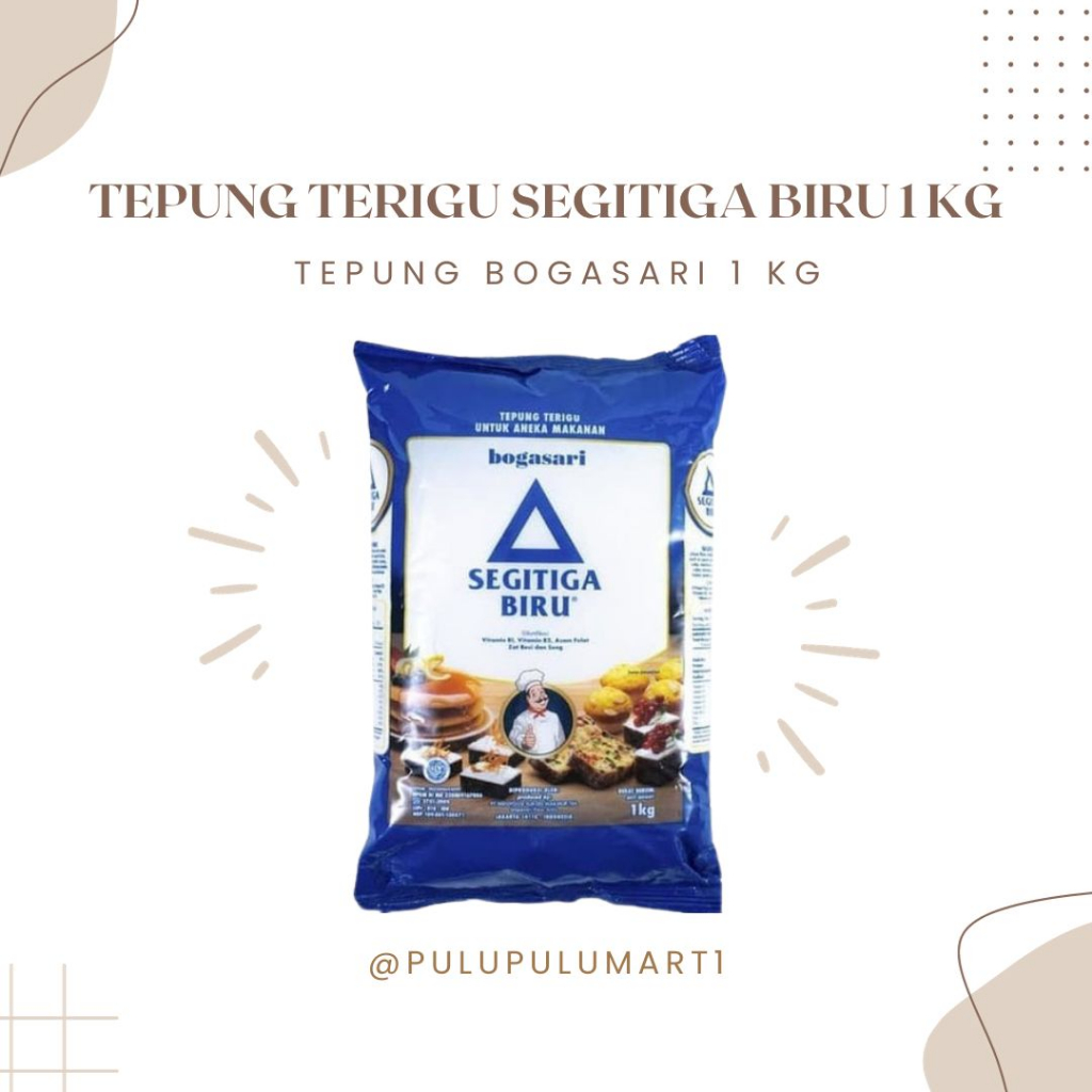 

Tepung terigu bogasari segitiga biru 1kg / tepung terigu serbaguna