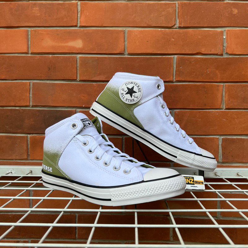 Converse CTAS High Street Mid Spray Paint Sneaker-White/Grassy/Black