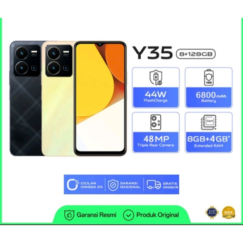 HP baru vivo y35 8/128 segel, bergaransi resmi