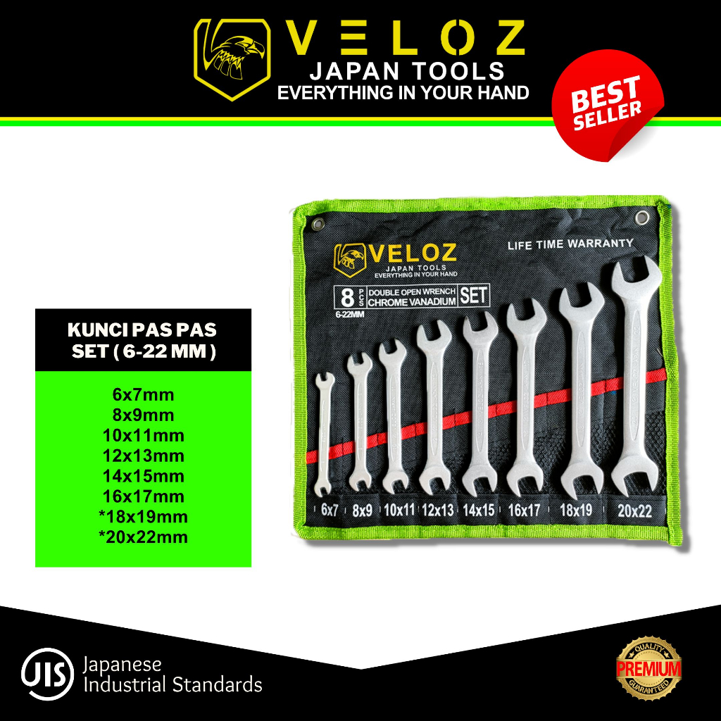 VELOZ Kunci Pas Set 6-22mm / Kunci Pas 8 pcs / Kunci Pas-Pas set 6-22mm