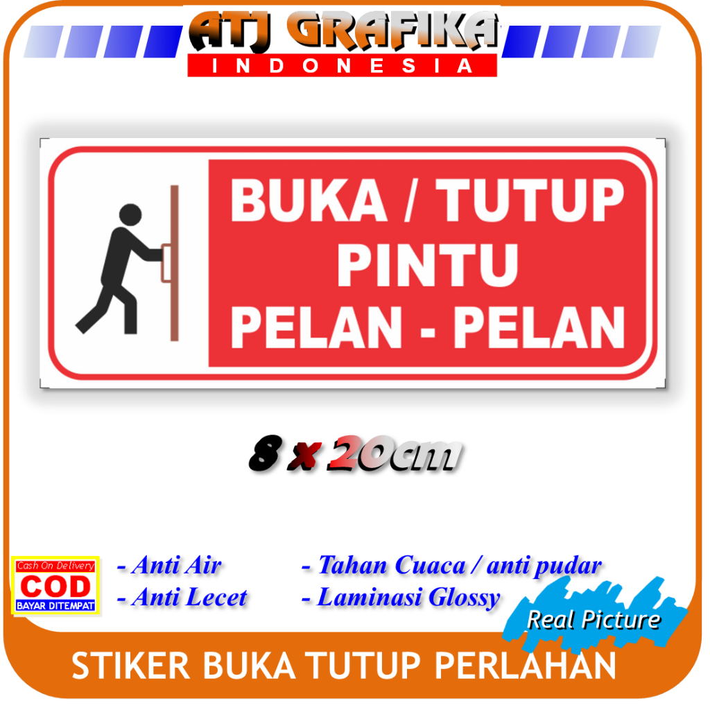 

Stiker label buka tutup pintu pelan pelan sticker anti berisik rusak pintu rumah toko kantor dll