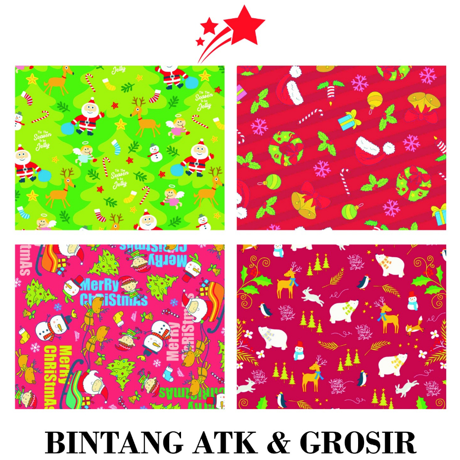 

Kertas Kado BINTANG Motif Natal/ kertas kado Christismas / kertas kado Natal / kertas kado tebal cute