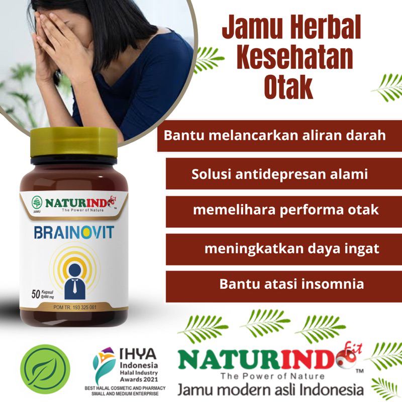 Jamu herbal Brainovit Anti Depresan alami ekstrak daun pegegan 500 mg