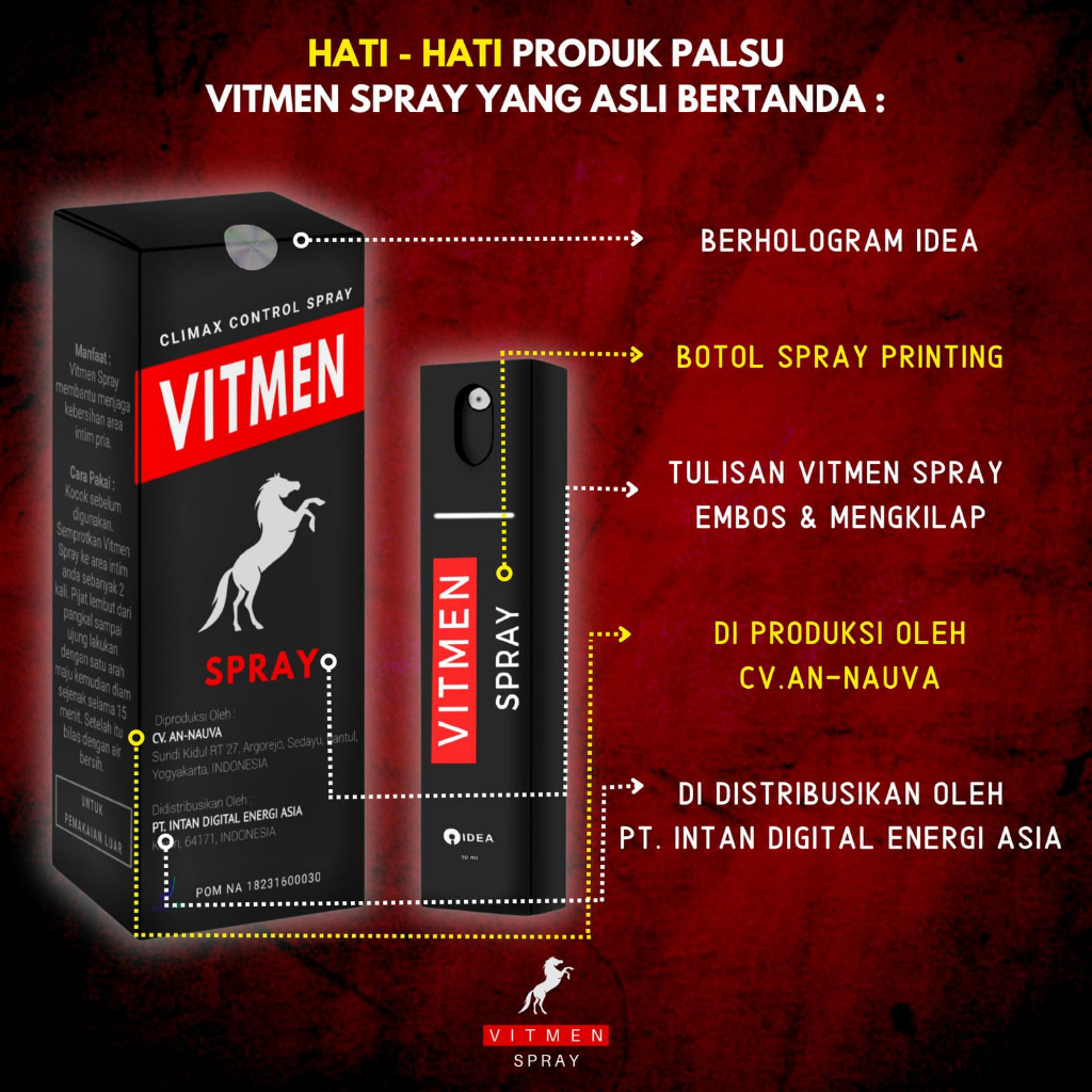 VITMEN SPRAY Penambah Stamina Perkasa Penunjang Performa Vitalitas Ejakulasi Dini Tanpa Efek Samping