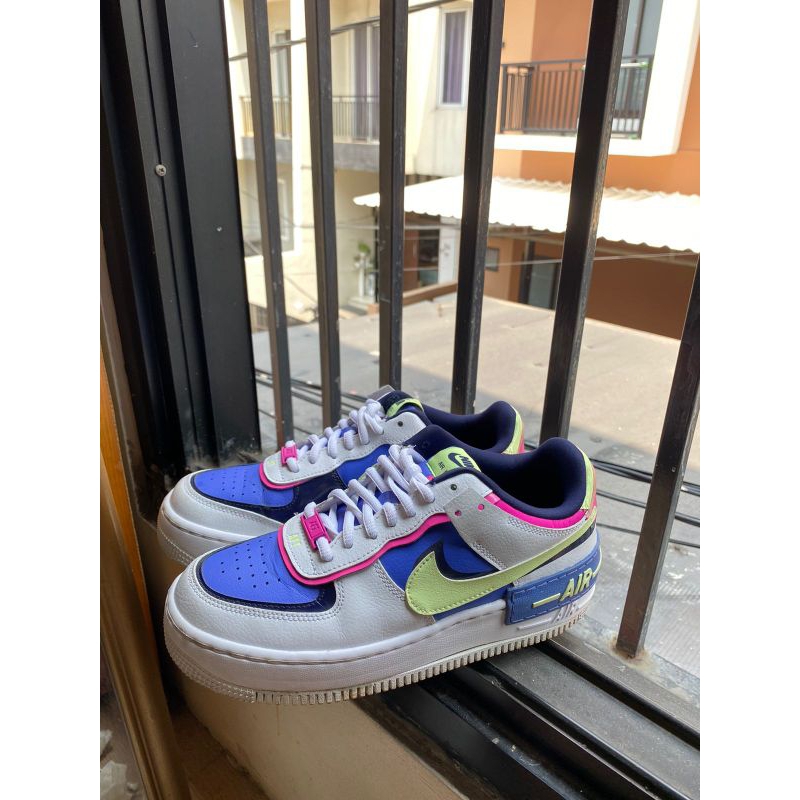 PRELOVED NIKE AIR FORCE 1 SHADOW WHIT SAPPHIRE BARELY VOLT FIRE PINK