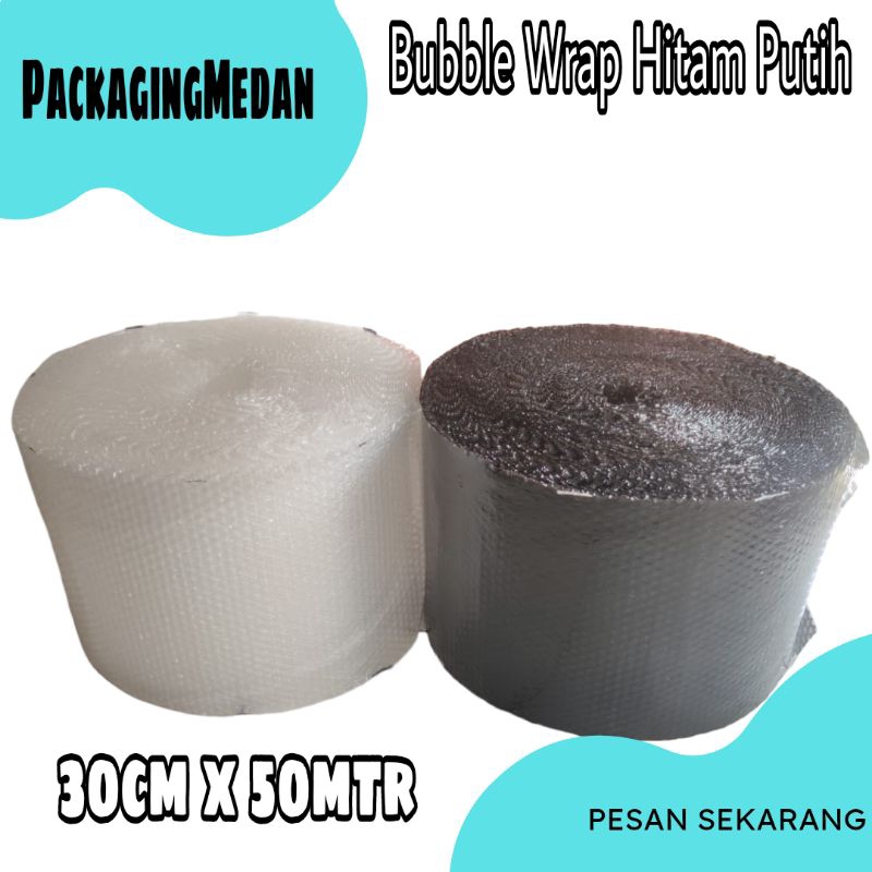 

bubble wrap hitam putih uk 30cm x 50mtr Mtap tebal