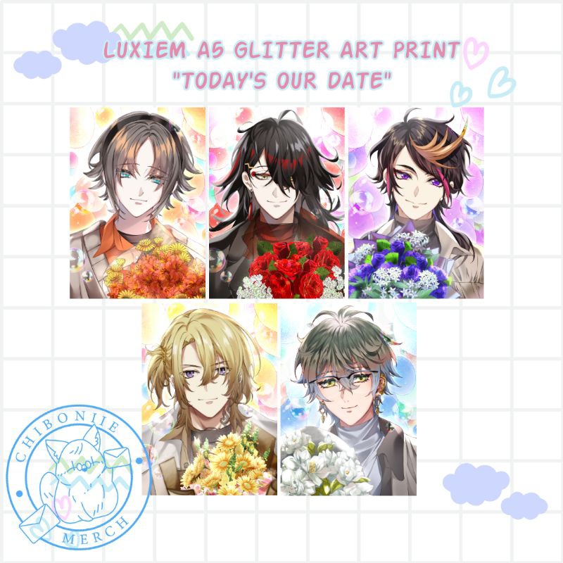 Art print glitter Luxiem - Luca Kaneshiro, Mysta Rias, Vox Akuma, Shu Yamino, Ike Eveland, NIJISANJI