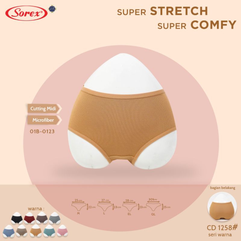 3PCS CD SOREX SUPER STRETCH DENGAN MOTIF SALUR/ GARIS-GARIS