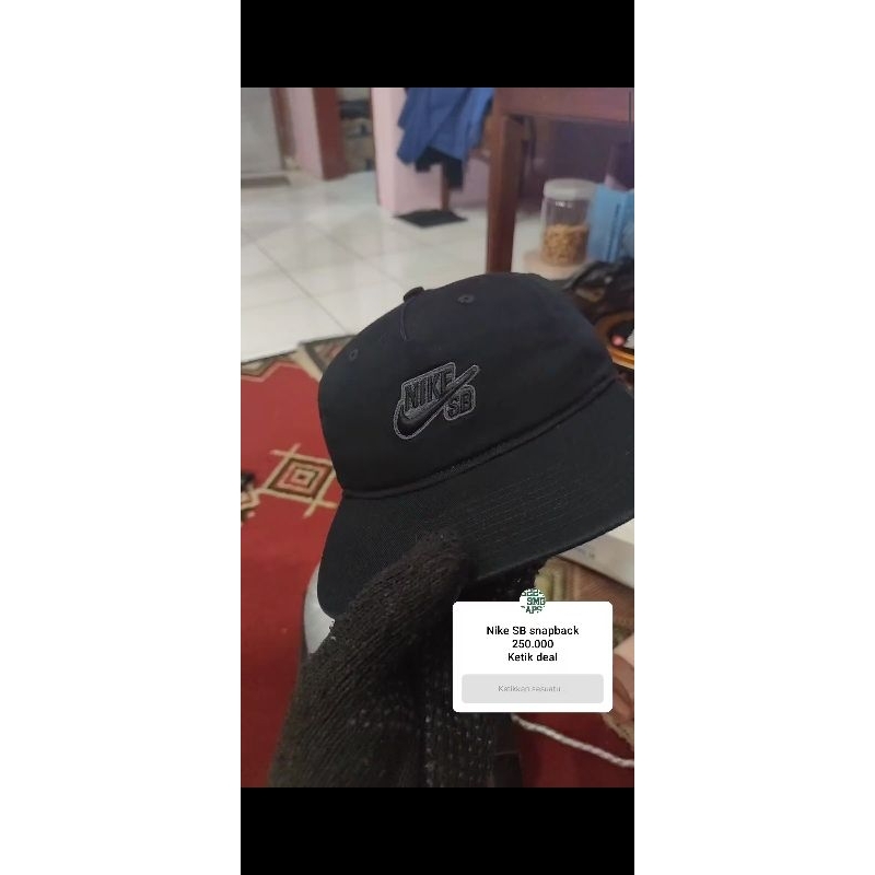 Topi Snapback Nike SB hitam all black