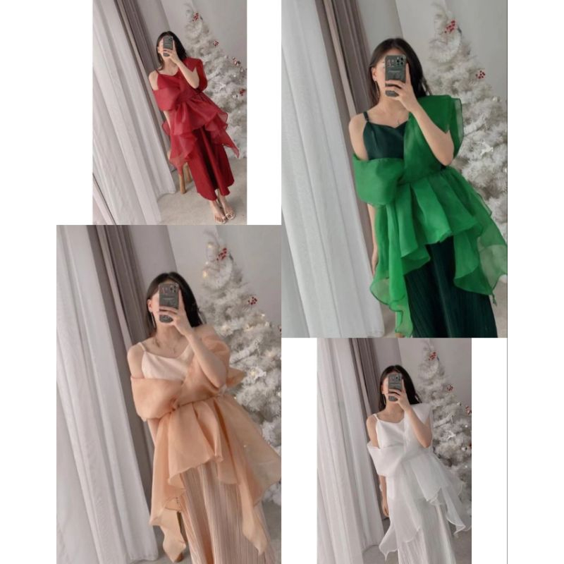 DRESS WANITA / MIDI DRESS / GAUN ORGANZA / GAUN WISUDA / IMPORT ORGANZA PREMIUM DRESS / DRESS WISUDA