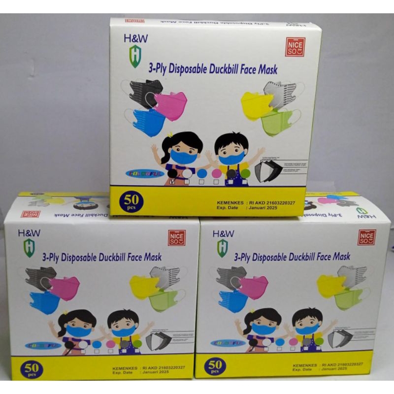 Masker Duckbill Anak Niceso 3 Ply isi 50 pcs