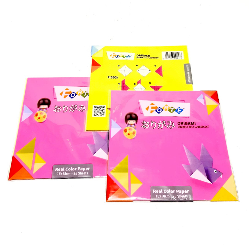 

Harga Grosir ( 1Packs/ 25 Set ) Kertas ORIGAMI Paper DoubleFace Fluorescent FORTE Uk 18X18cm