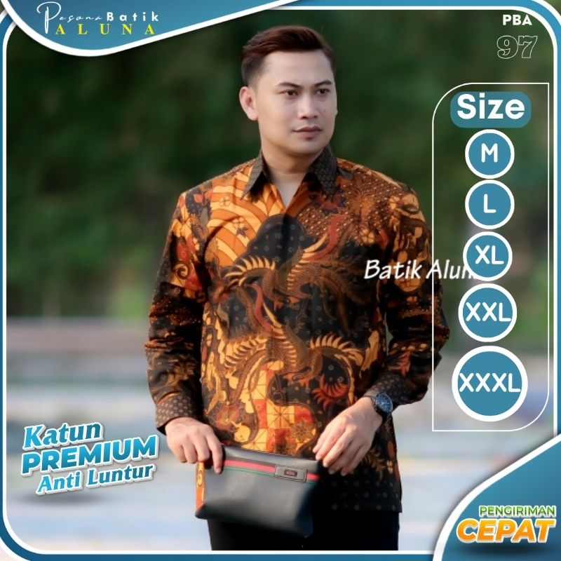 Kemeja Batik Pria Lengan Panjang Dewasa Premium Full Furing Ukuran Size S M L XL XXL XXXL Keren
