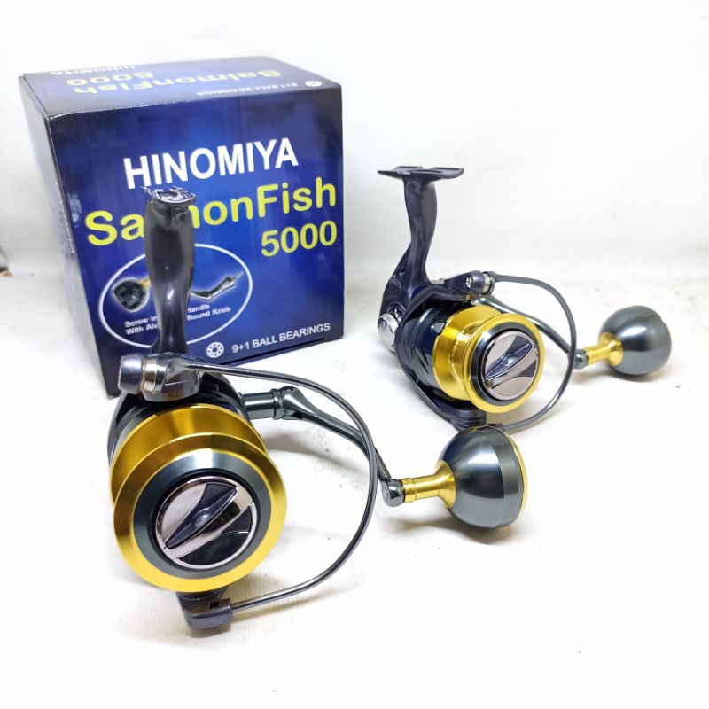 reel hinomiya salmonfish 3000 dan 5000 power hendel