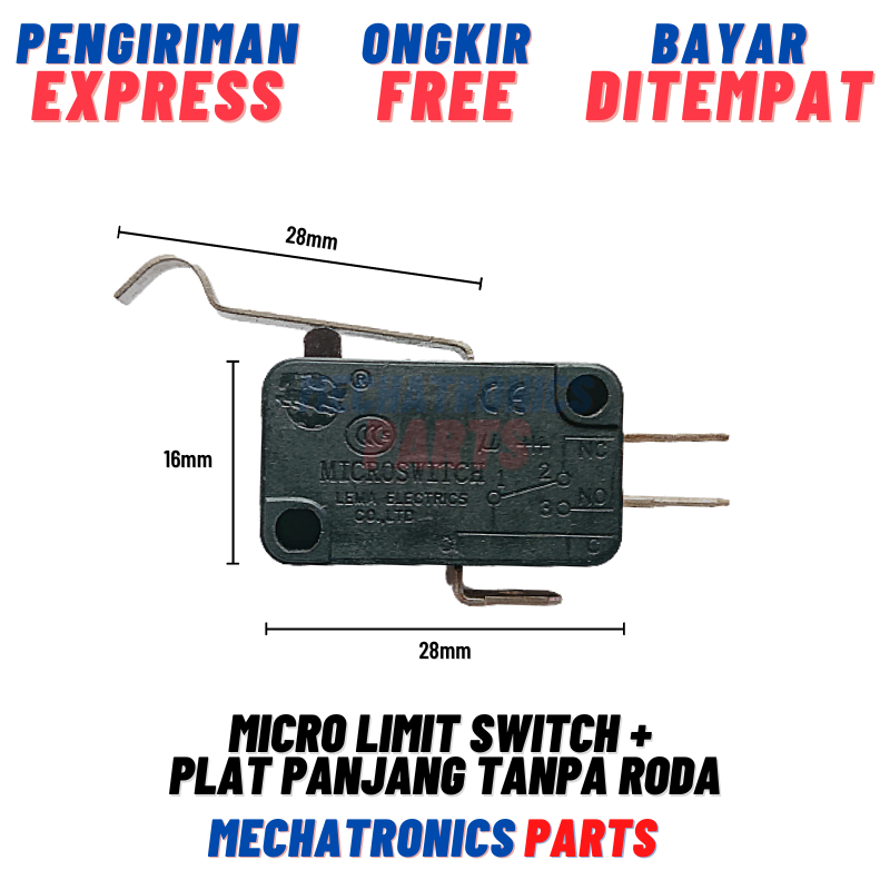 [SWI-9094] MICRO LIMIT SWITCH + PLAT PANJANG LENGKUNG TANPA RODA