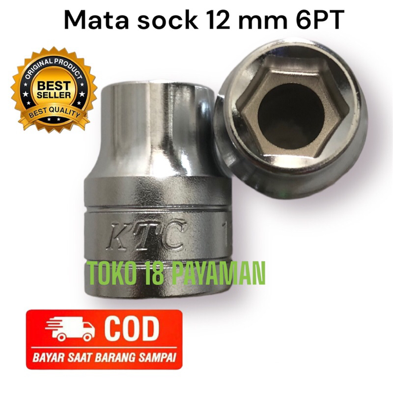 KTC Mata sock 12 mm 6PT 1/2 inch / kunci sock 12 mm B4-12 KTC Japan Original