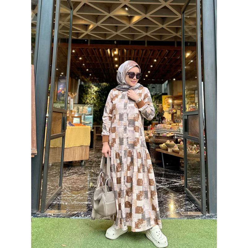 Paper Midi dress Korina/dress terbaru/dress casual/dress printing