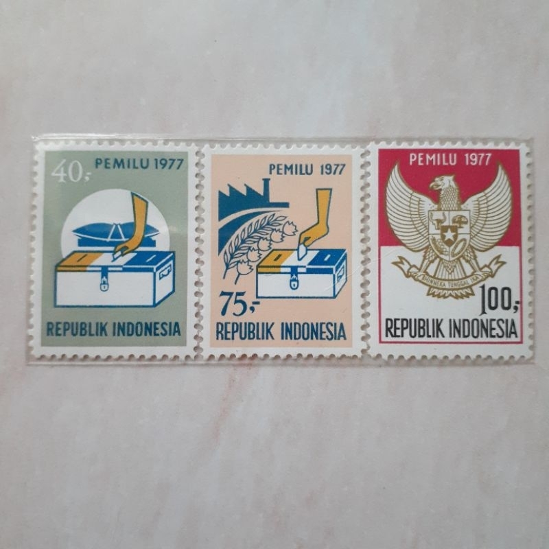 

(A) Perangko Indonesia Pemilihan Umum Tahun 1977 set lengkap 3pcs