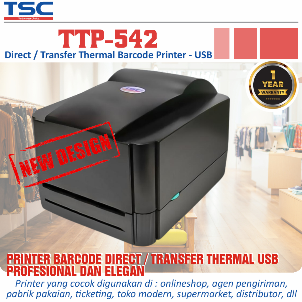 Printer Barcode Label Sticker TSC TTP542 TTP 542 Thermal Direct Transfer