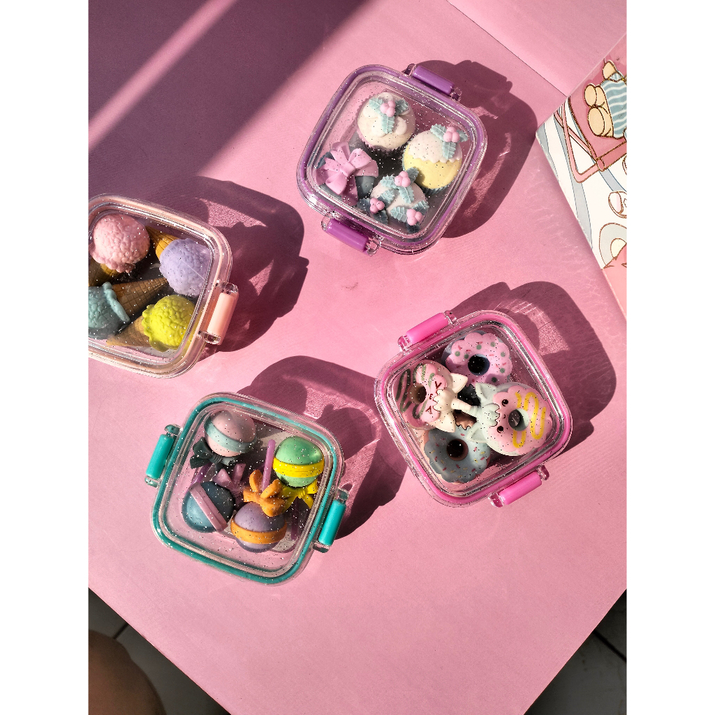 

Penghapus alat tulis kreatif anak-anak lucu motif lolipop set penghapus cute + free kotak mini
