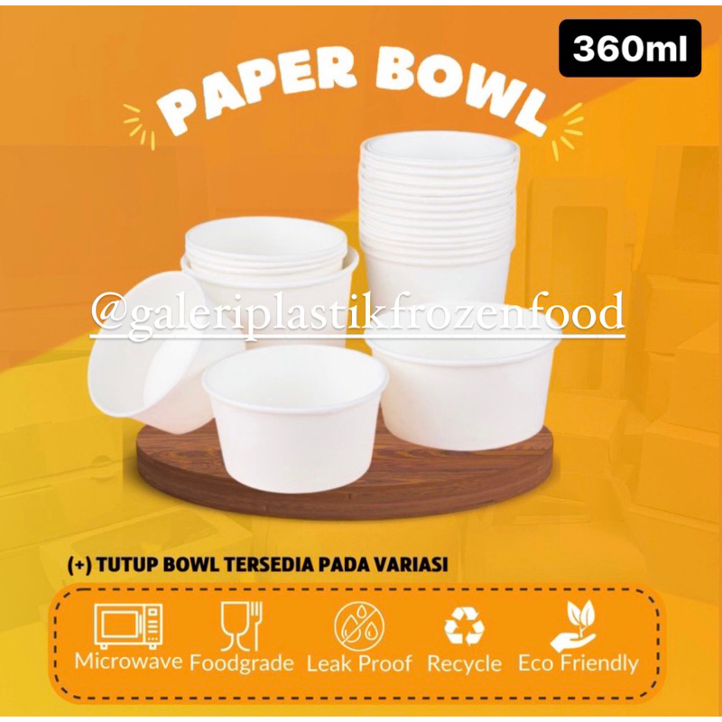 Paper Bowl Putih Polos 12oz 360ml 25 pcs ~ GALERI PLASTIK FROZEN FOOD
