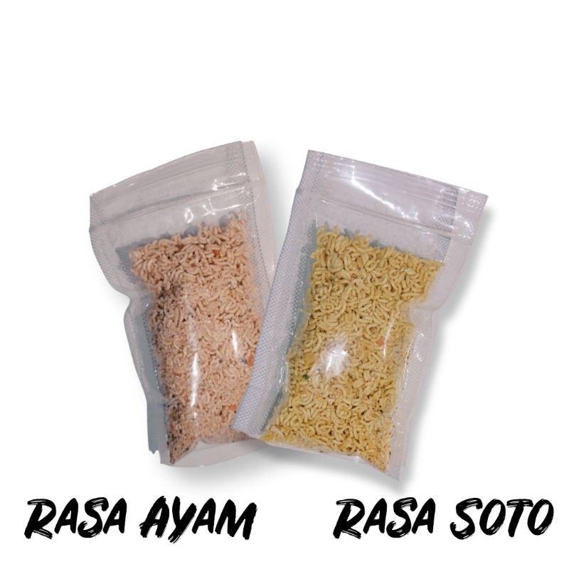 

Mie Sedot atau Mie Remes sudah Hancur dan Berbumbu Rasa Ayam dan Soto