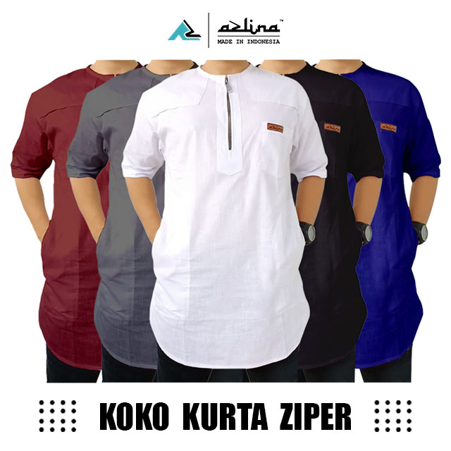Kurta Premium Model Resleting Lengan Pendek Bahan Katun