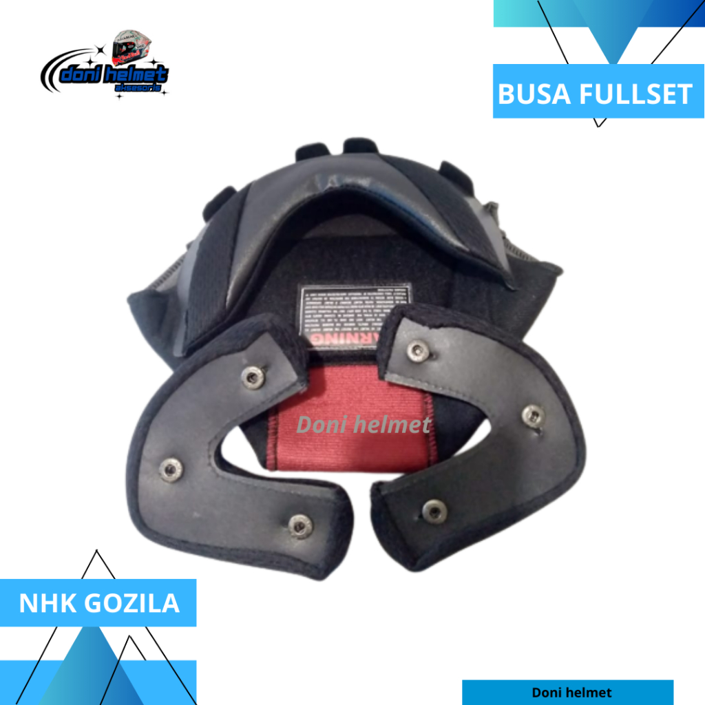 BUSA HELM NHK GODZILLA S M L XL XXL FULLSET PIPI CHECK PAD HALF FACE