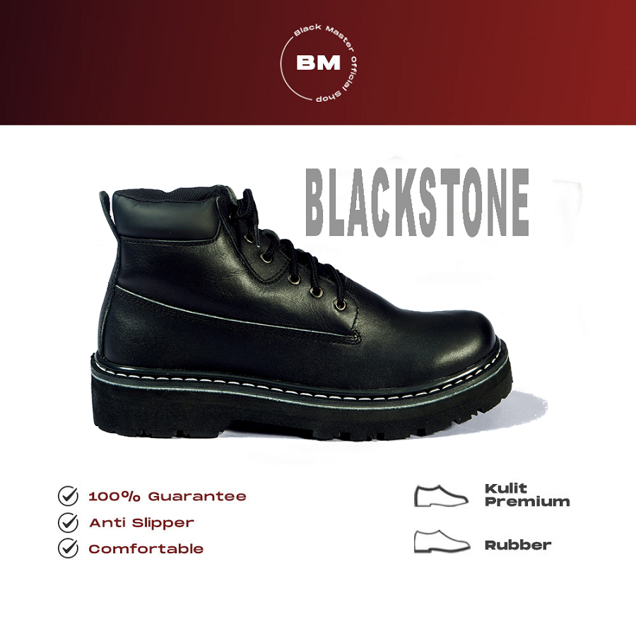 BLACK MASTER Sepatu Boots Pria Rockers Black Stone