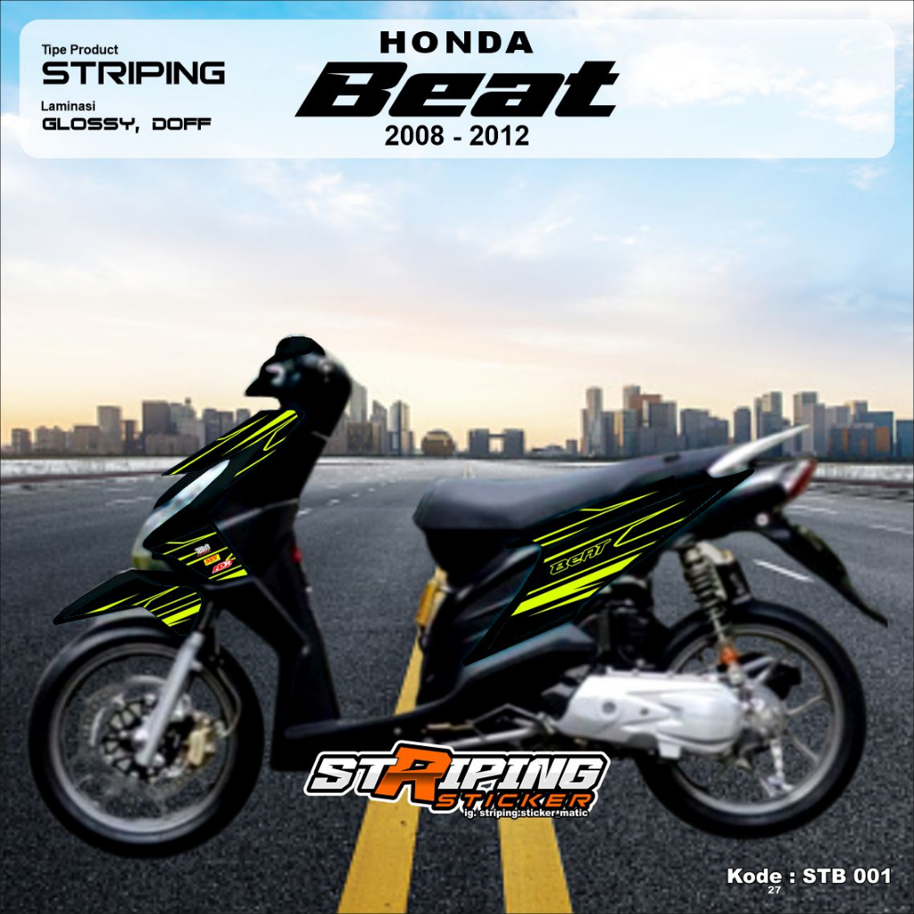 Stiker decal Honda BEAT KARBU hitam desain custom