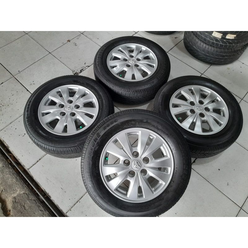 Velg Mobil Bekas Oem Toyota Innova Ring 15x6 Pcd 5x114  Plus Ban Bs 205 65 r15 Buat New Ceryy Grand 