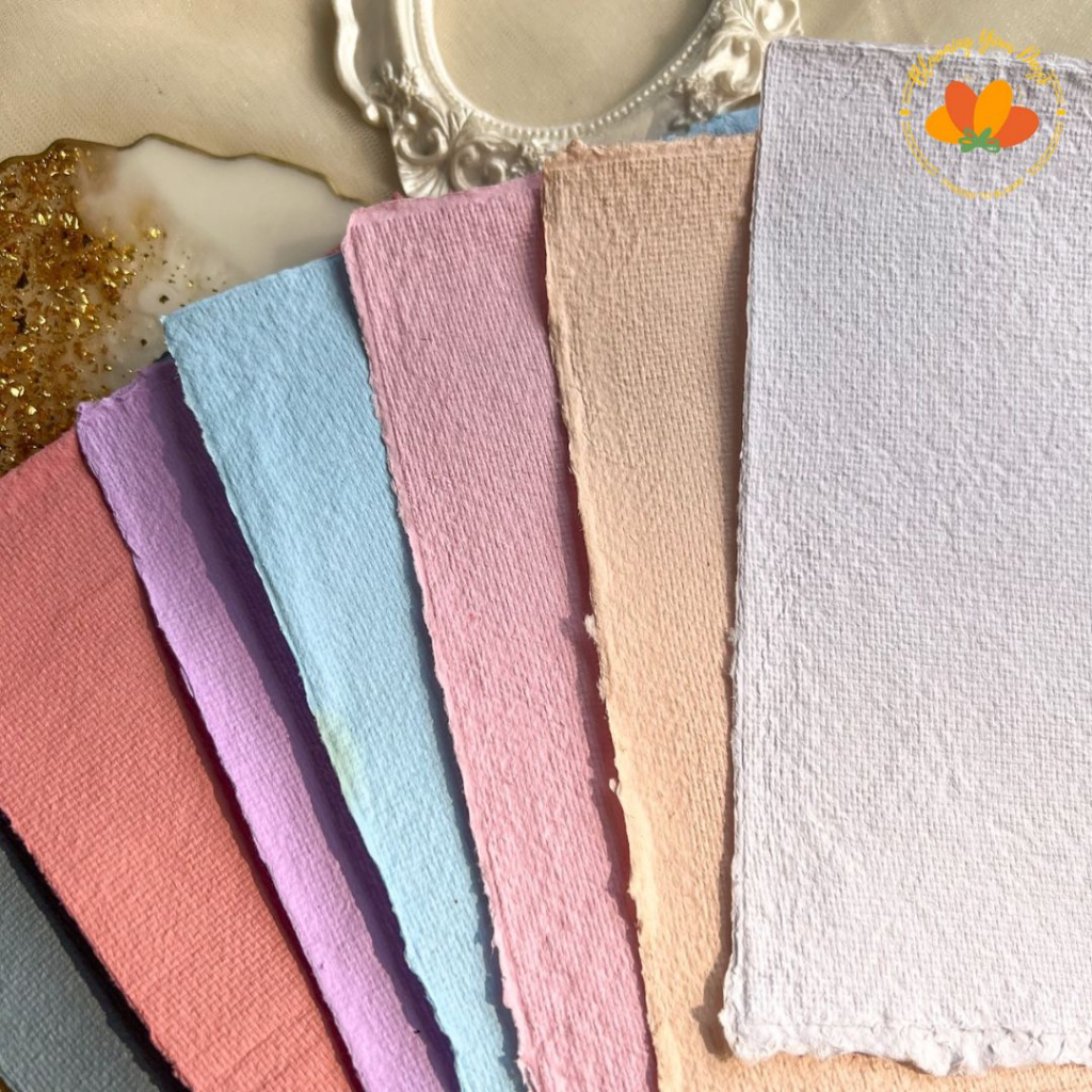 

bloomingyourdays Kertas Daur Ulang handmade paper ramah lingkungan ecofriendly kertas art scrapbook kesenian A6 polos warna pastel