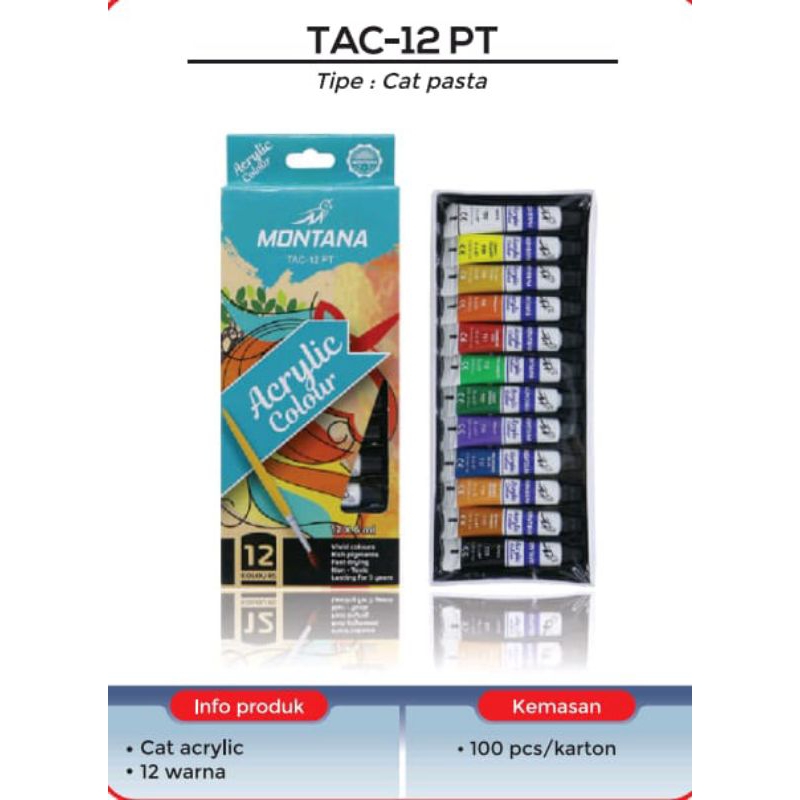 

MONTANA ACRYLIC COLOUR 12 WARNA TAC-12PT/ PTMC