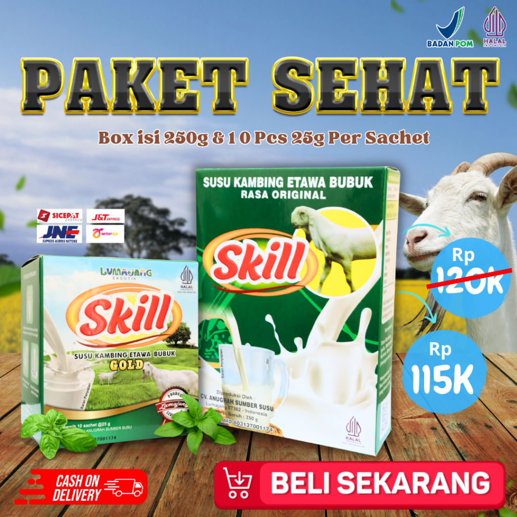 

PAKET SEHAT SUSU SKILL 2 BOX - Susu Kambing Etawa Skill Original Bukan Etawalin