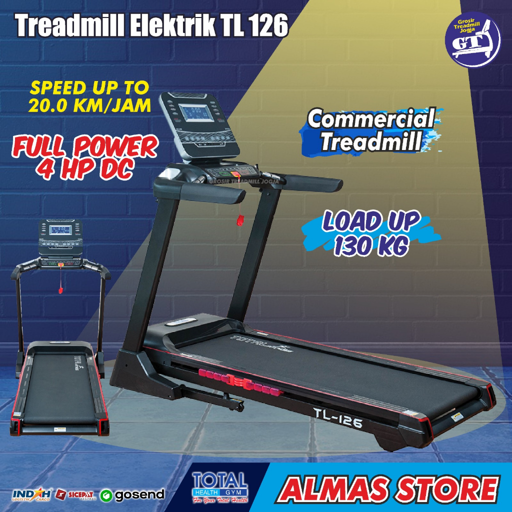 Treadmill Listrik Alat Olahraga Fitnes Lari Elektrik Lipat Gym Jalan Lari DiRumah Multifungsi TL 126