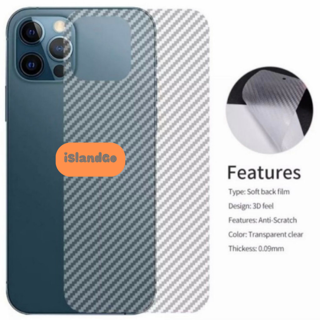 Carbon Skin Cover Case Backdoor 3D Anti-Scratch Thickness For iPhone 6 7 8 X XS SE XR 11 12Mini 13 1