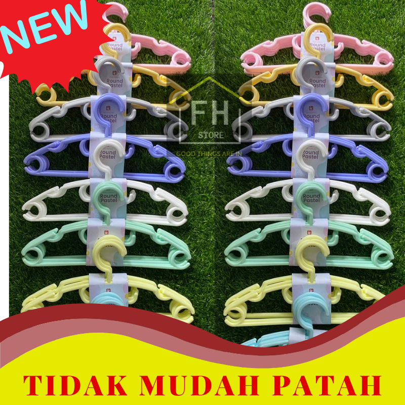Hanger Gantungan Baju Rotan Pastel Anak dan Dewasa/6 PCS/Indokurnia