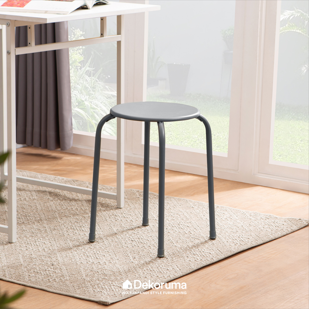 Dekoruma Asuka Bangku Kursi Bulat 30 cm - Grey / Kursi Serbaguna