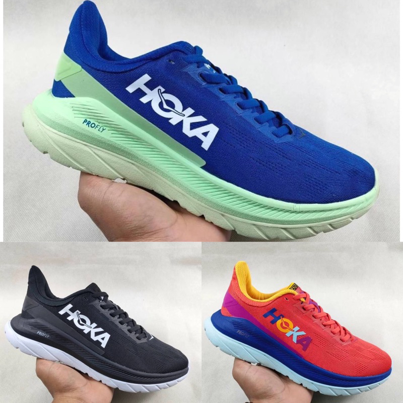 Sepatu Lari Hoka One One Mach 4 Black White Premium