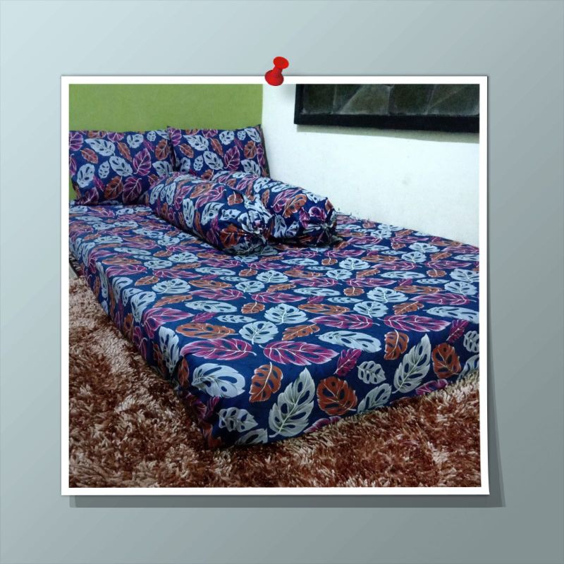Sprei Katun Motif Daun Janda Bolong Queen King Double Single