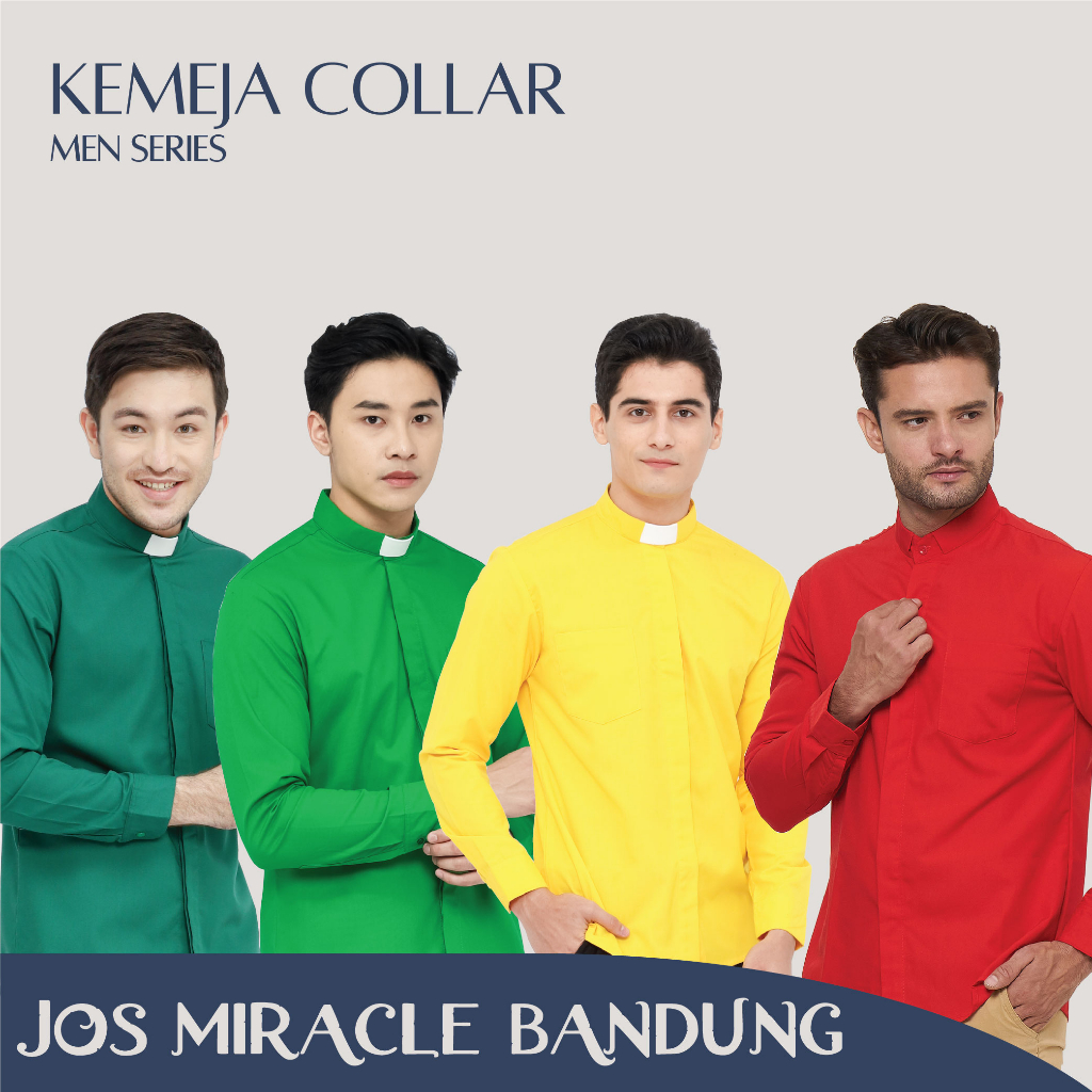 Miracle - Pendeta Kemeja Collar - Panjang - Polos - Jos Miracle Bandung