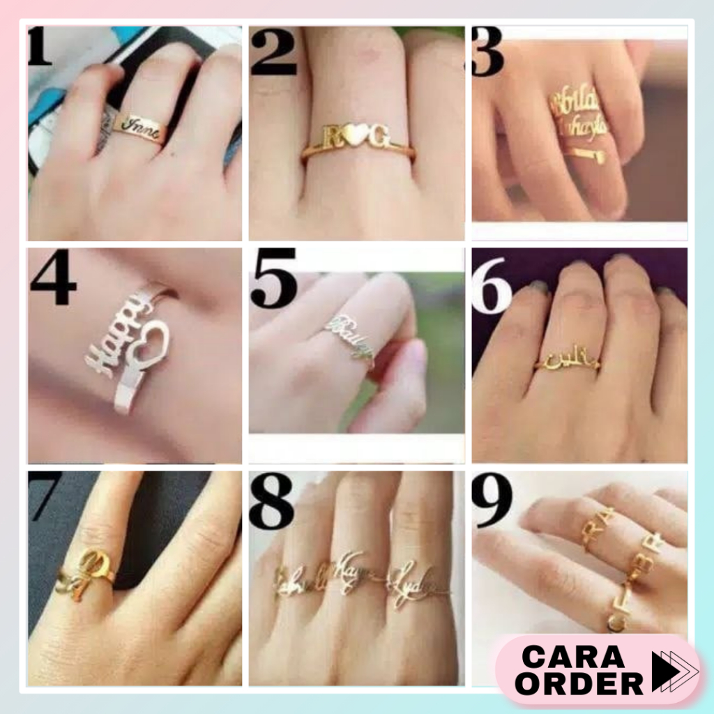 CUSTOM CINCIN NAMA TITANIUM - KNG 21 / KALUNG NAMA WANITA / KALUNG PADI / KALUNG HELLO KITTY / KALUN
