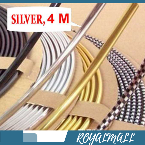 Lis Dekorasi Interior Mobil Moulding Chrome Trim Strip 4 M / Lis List Rubber Strip Stiker Karet Peli
