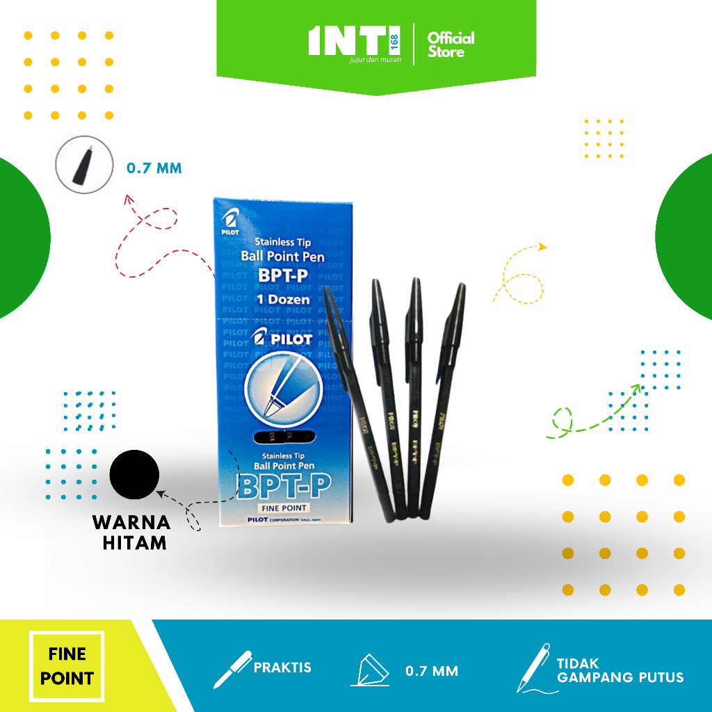 

Bollpoint/pen/pulpen PILOT BPT-P Hitam fine
