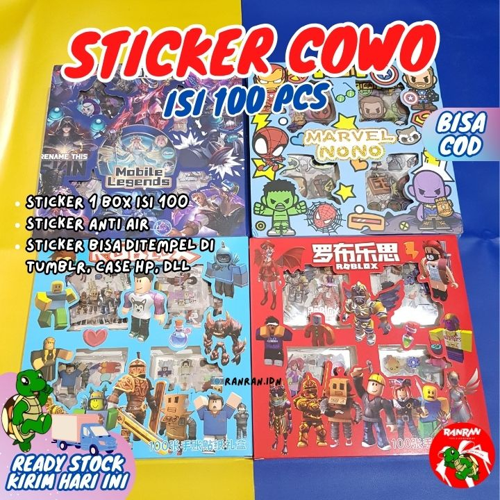 

Sticker Premium PVC Waterproof Karakter Cowok Isi 100 /Roblox/Mobile Legend/Minecraft