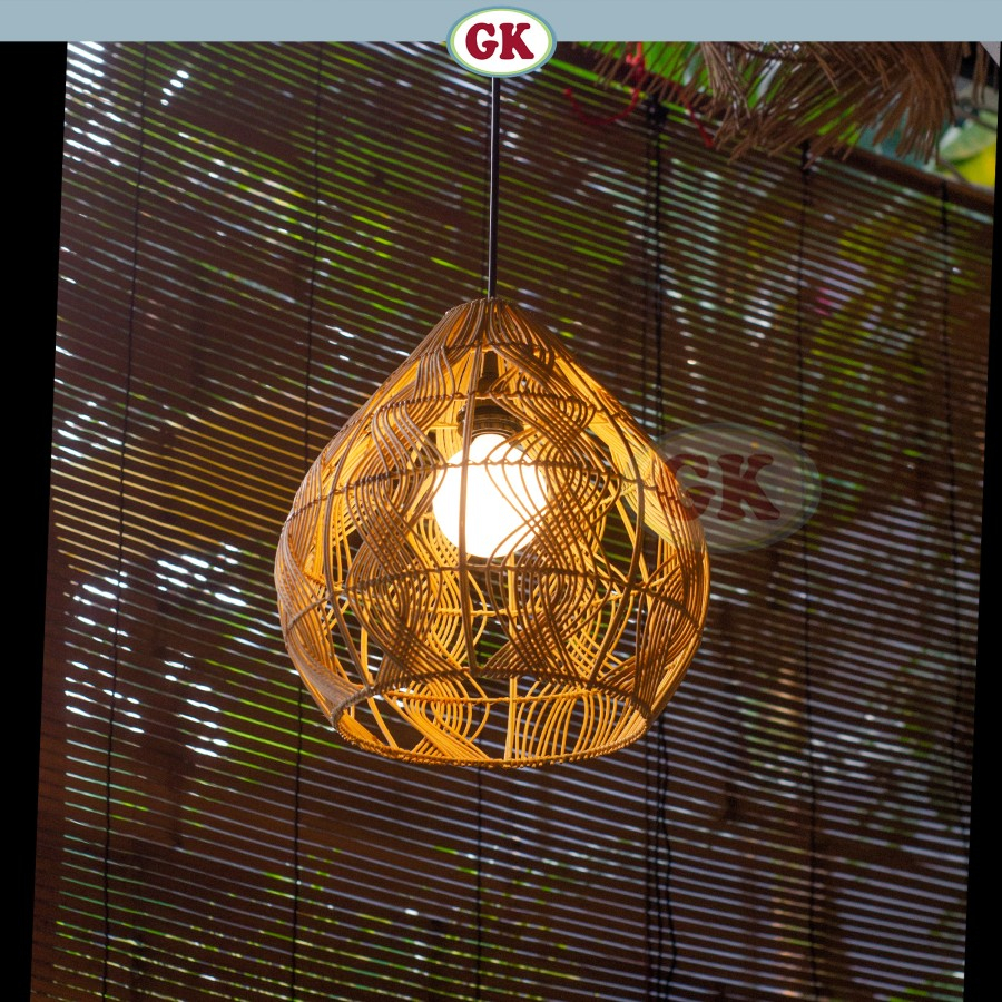 Kap Lampu gantung rotan bawang d40 1075